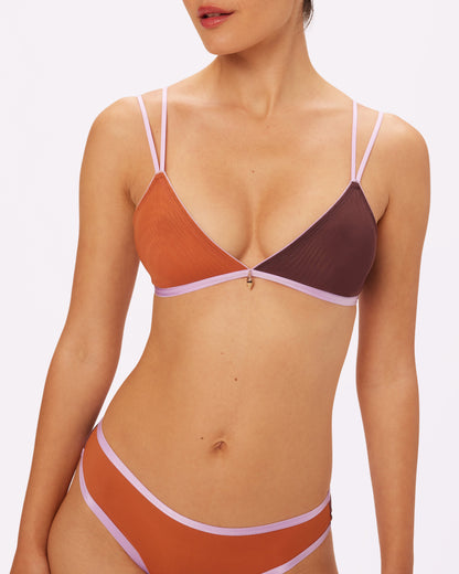 Cross-Back Triangle Bralette | Silky Mesh (Waffle Cone)