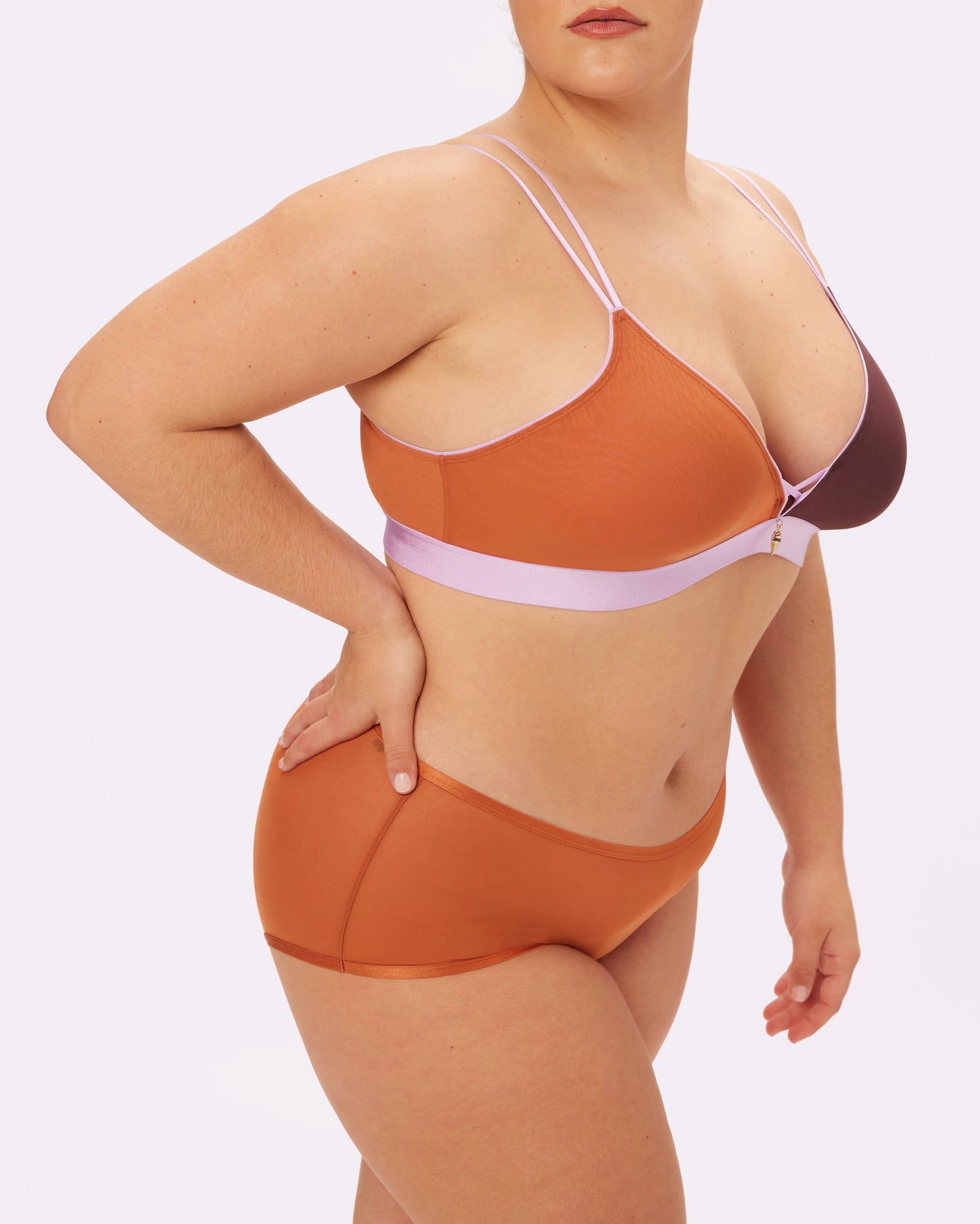 Cross-Back Triangle Bralette | Silky Mesh (Waffle Cone)