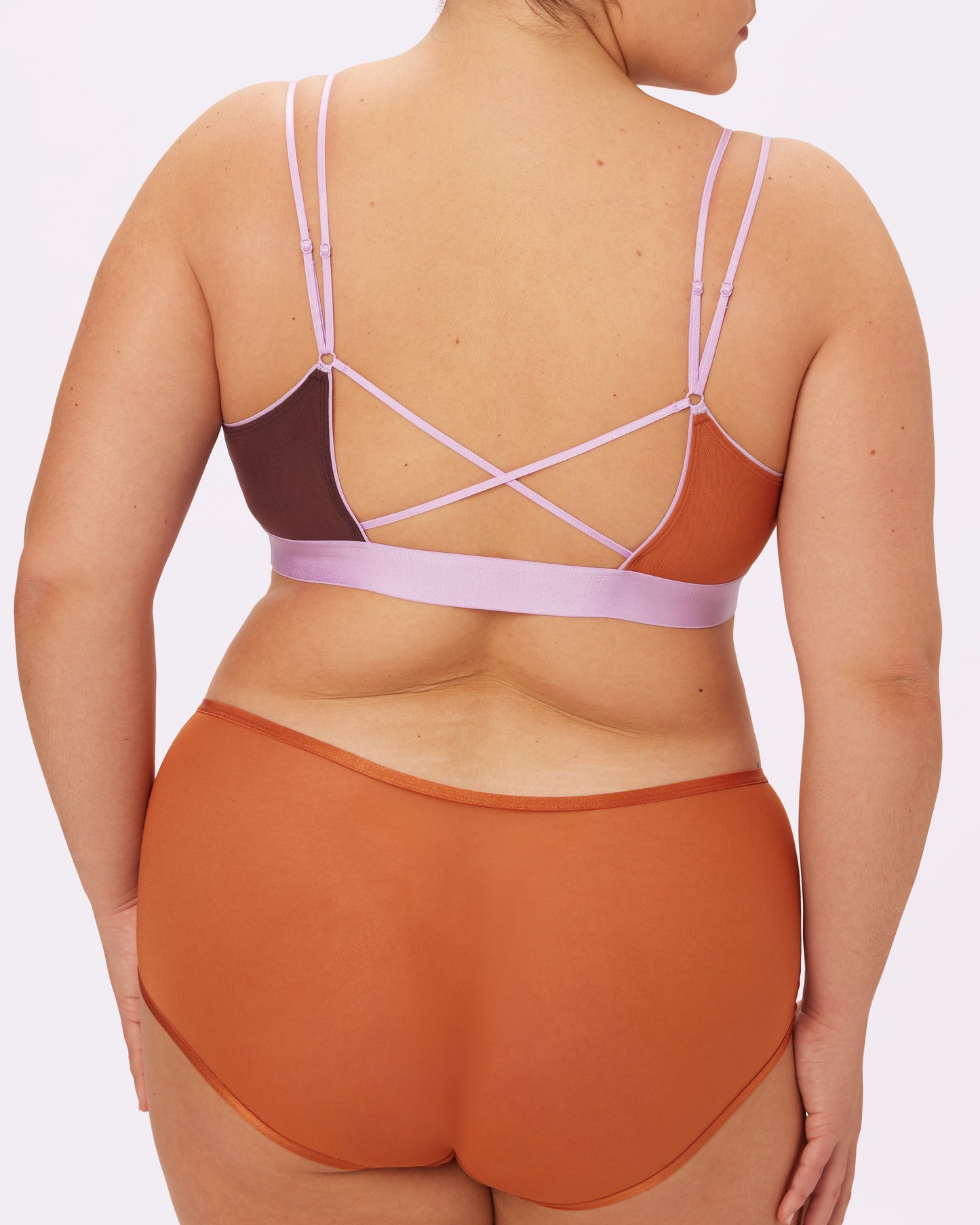 Cross-Back Triangle Bralette | Silky Mesh (Waffle Cone)