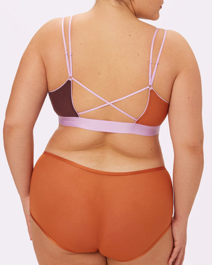 Cross-Back Triangle Bralette | Silky Mesh (Waffle Cone)
