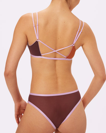 Cross-Back Triangle Bralette | Silky Mesh (Waffle Cone)
