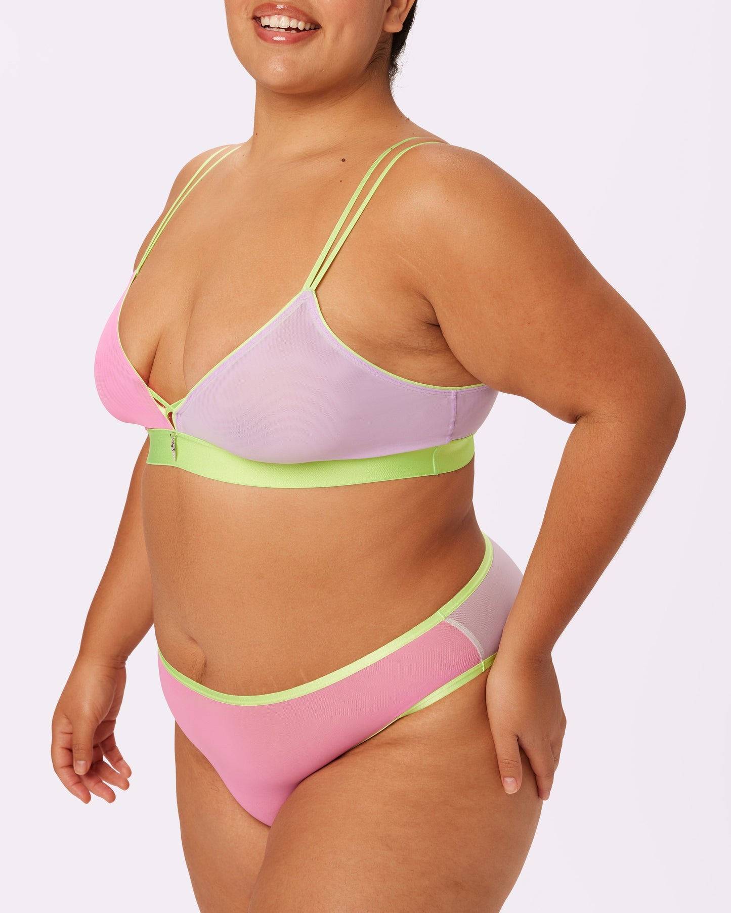 Cross-Back Triangle Bralette | Silky Mesh | Archive (Soft Serve)