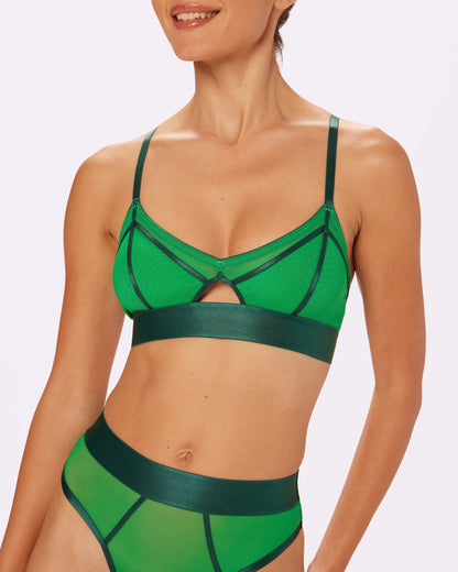 Sheer Sculpt Pop Cutout Triangle Bralette | Silky Mesh | Archive  (June Bug)