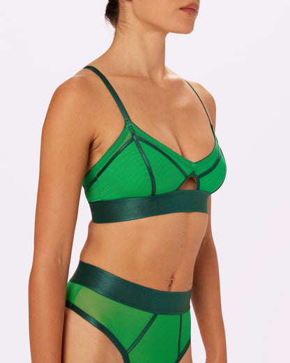 Sheer Sculpt Pop Cutout Triangle Bralette | Silky Mesh | Archive  (June Bug)