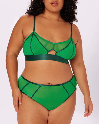 Sheer Sculpt Pop Cutout Triangle Bralette | Silky Mesh | Archive  (June Bug)