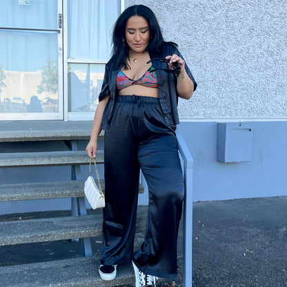 Luxe Dreams Wide Leg Pants | Plush Satin (Eightball)