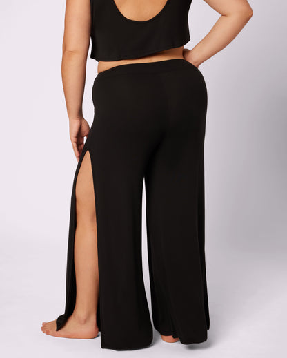 Comfort Rib Wide Leg Slit Pants | Lush Rib (Eightball)