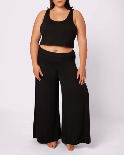 Comfort Rib Wide Leg Slit Pants | Lush Rib (Eightball)